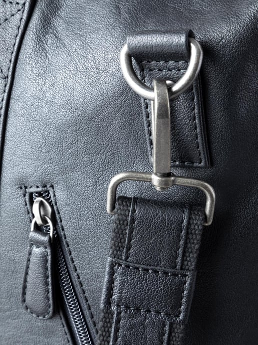 Discoverer Large Leather Holdall in Black