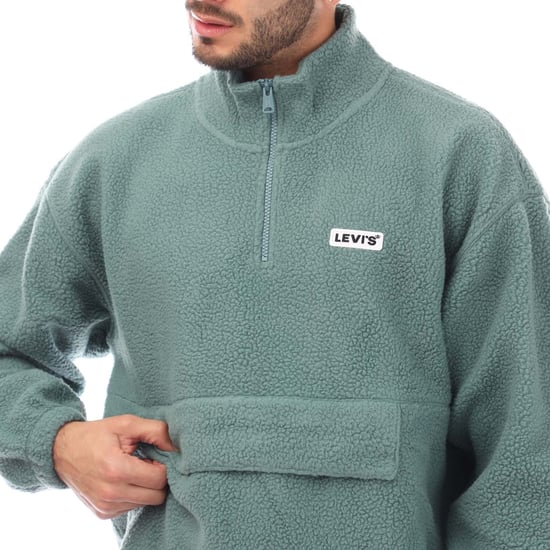 Men's Levis 1/4 Zip Mockneck Sherpa Fleece in Green