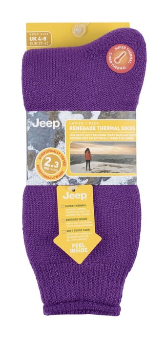 Ladies Thermal Sock | Jeep | Breathable Luxury Cushioned Winter Boot Socks for Women - Violet - Image 2