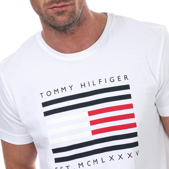 Men's Tommy Hilfiger Corp Flag Line T-Shirt in White - Image 6