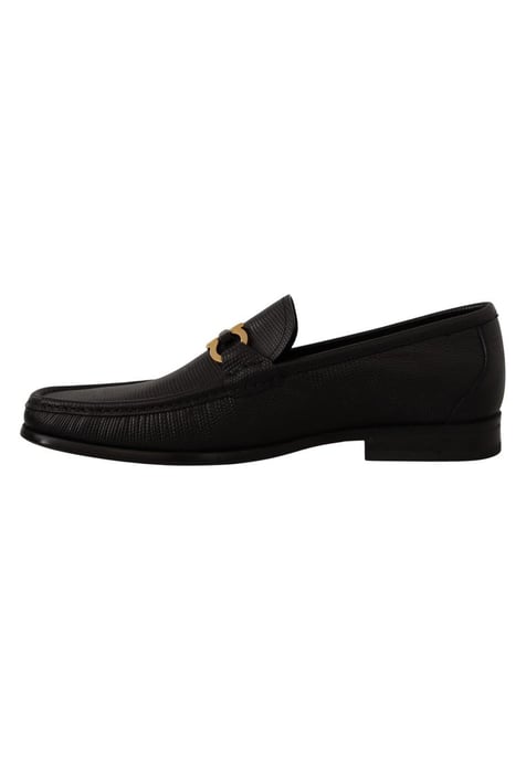 Salvatore Ferragamo Men's Black Calf Leather Moccasins Loafers Shoes