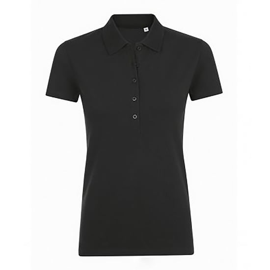 SOLS Womens/Ladies Phoenix Short Sleeve Pique Polo Shirt (Black)
