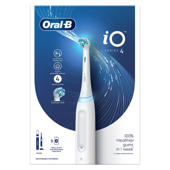 Oral-B iO4 Electric Toothbrush with Toothbrush Head & Travel Case, White - Image 3
