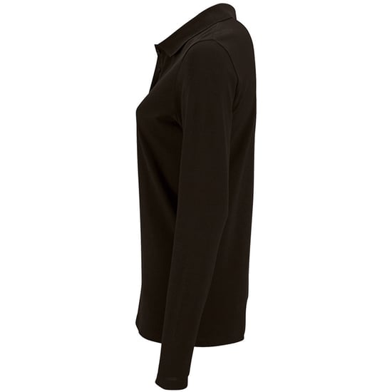 SOLS Dames/dames Perfecte Lange Mouw Pique Polo Shirt (Zwart) - Image 3