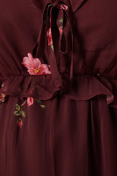Curve Floral Chiffon Frill Midi Dress - Image 5