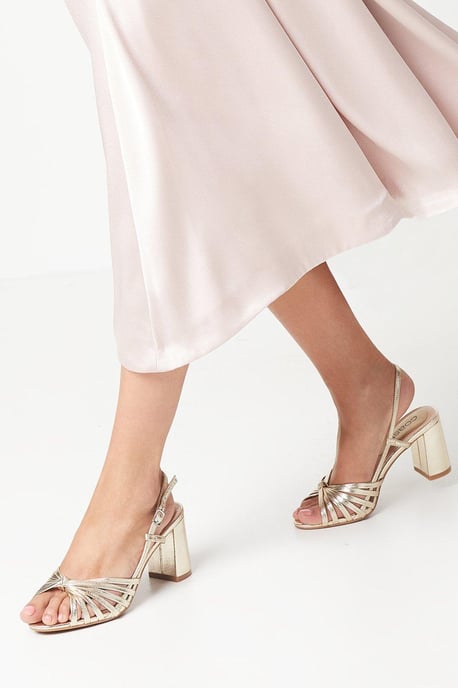 Trixie Lattice Detail Slingback High Block Heeled Sandals