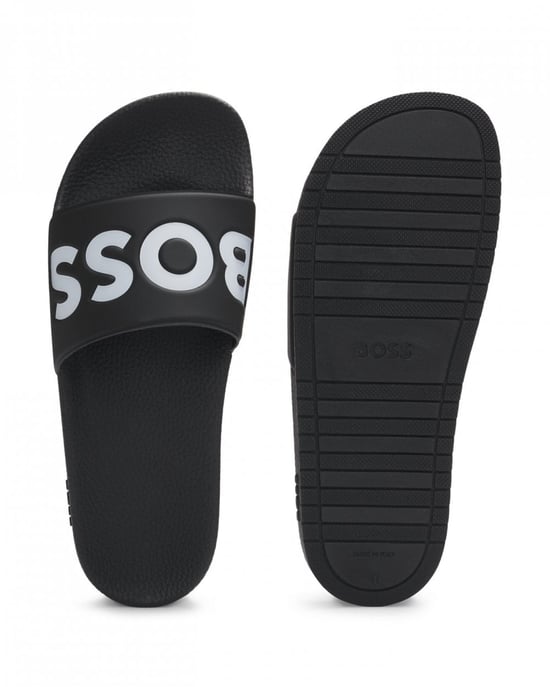 BOSS Orange Aryeh Mens Italian-Made Slides With Large Logo Detail - Image 4