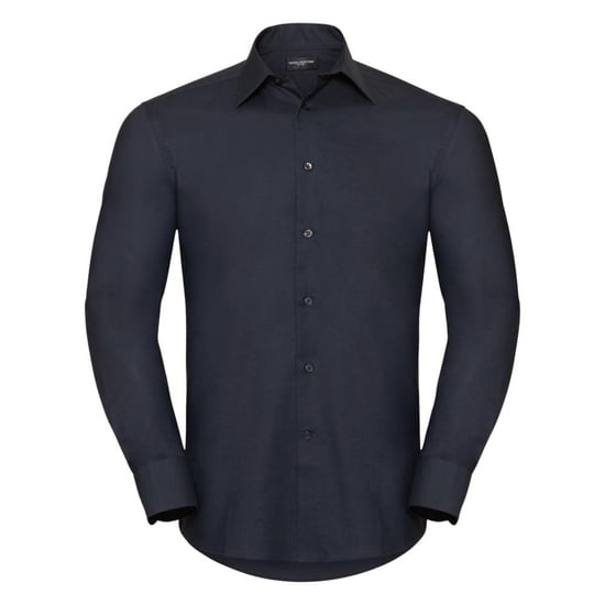 Russell Collectie Heren Lange Mouw Easy Care op maat gemaakt Oxford Shirt (Zwart) - Image 1