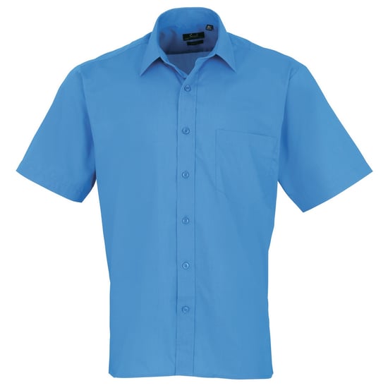 Premier Heren Korte Mouw Formele Poplin Gewoon Werk Shirt (Saffier) - Image 1