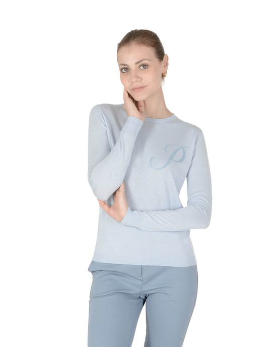 Crown Of Edinburgh Cashmere Long Sleeve Art 004 Light Blue Letter P - Image 1