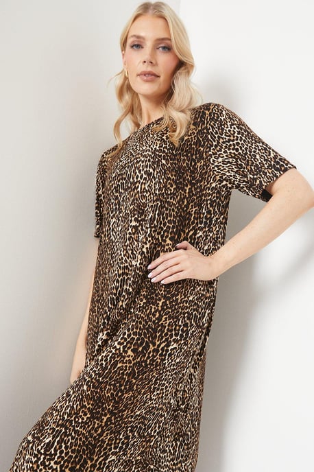 Animal Slit Hem Jersey Maxi Dress