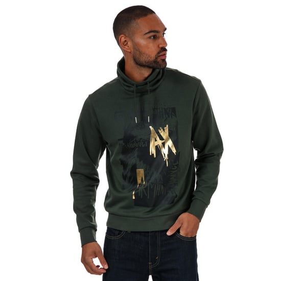 Men's Armani Exchange Graphic Logo Hoody in Green