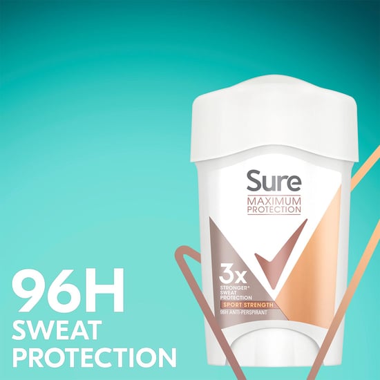 Sure Women Maximum Protection Sport Strength Anti-Perspirant Cream, 3x 45ml