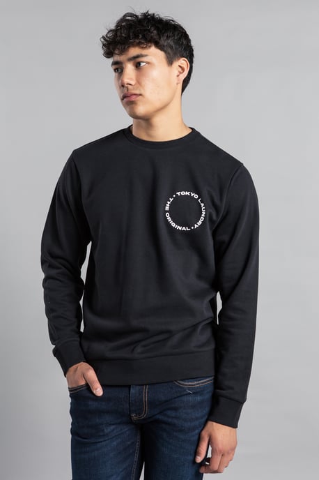 Black Crew Neck Jumper With Logo Print