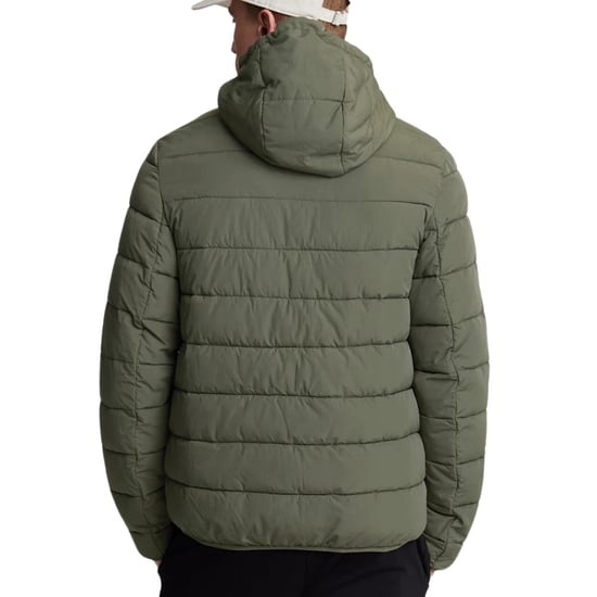 Olijfgroen pufferjack met capuchon van Lyle & Scott met logo en logo - Image 3