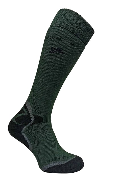 Dr Hunter - Mens Merino Wool Long Knee High Padded Heel Green Socks - Image 1