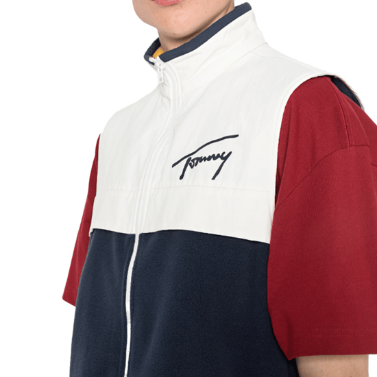 Men's Tommy Hilfiger Mix Media Retro Vest in Navy - Image 2