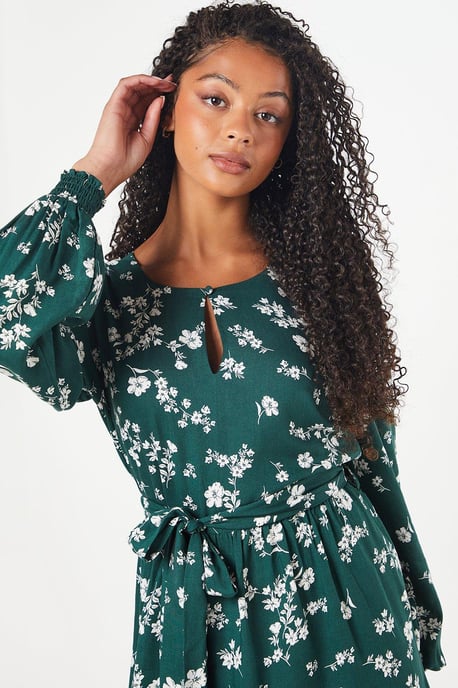 Tall Ditsy Floral Print Belted Mini Dress - Image 4