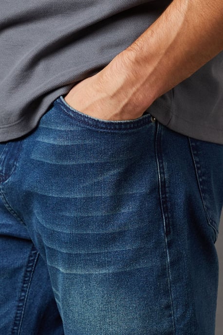 Blue Wash Tapered Fit Jeans