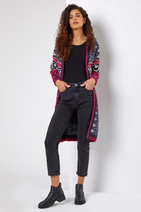 Aztec Print Longline Cardigan