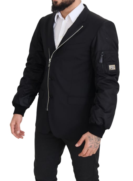 Dolce & Gabbana Svart Ull Helt Zip Långärmad Herrjacka - Image 6
