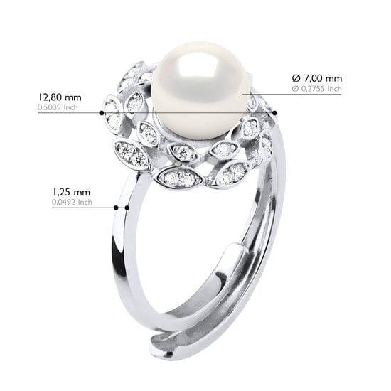 Ring Bloem Sieraden - Echte Gekweekte Zoetwaterparel Rond 7-8 mm - Image 2