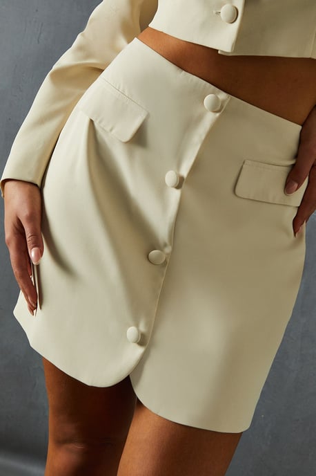 Tailored Button Down Mini Skirt