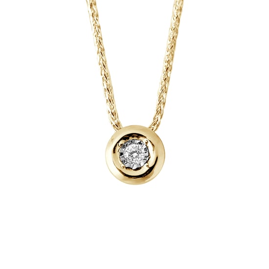 Necklace Diamond Solitaire 0,020 Cts Serti Illusion 0.50 Cts Yellow Gold