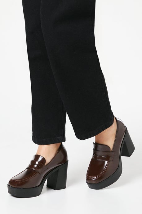 Faith: Cash High Heel Chunky Penny Loafers