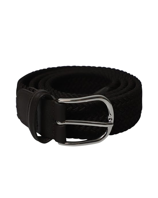 Anderson's Woven-effect Buckle Belt in Dark Brown Leather Trim - Image 1