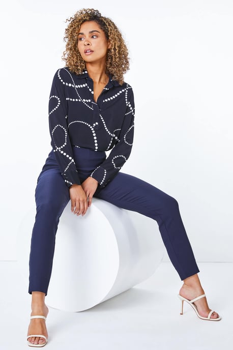 Petite Full Length Elastic Waist Trousers - Image 2