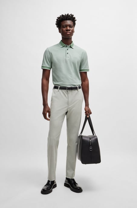 Men's Hugo Boss Logo Detail Oxford Cotton Piqué Polo Shirt in Green