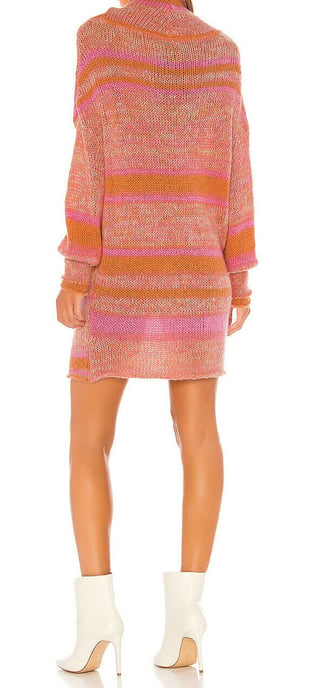 Free People Women's Sweater Dress Pink Candy Stripe Tunic