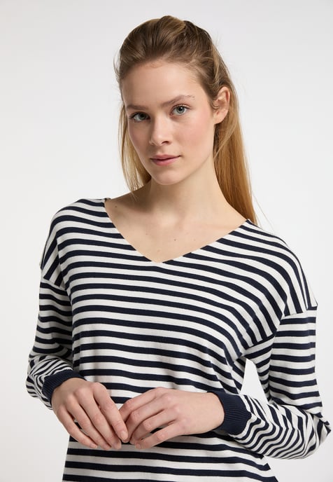 Dreimaster Knitted pullover women marine wool white - Image 5