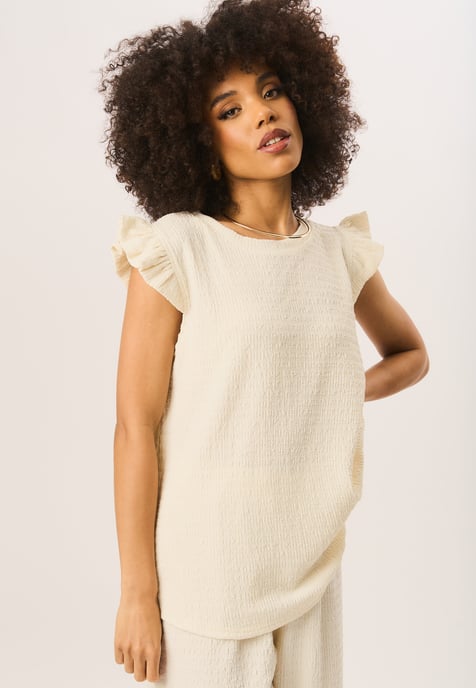 Frill Sleeves Textured Oversized Top