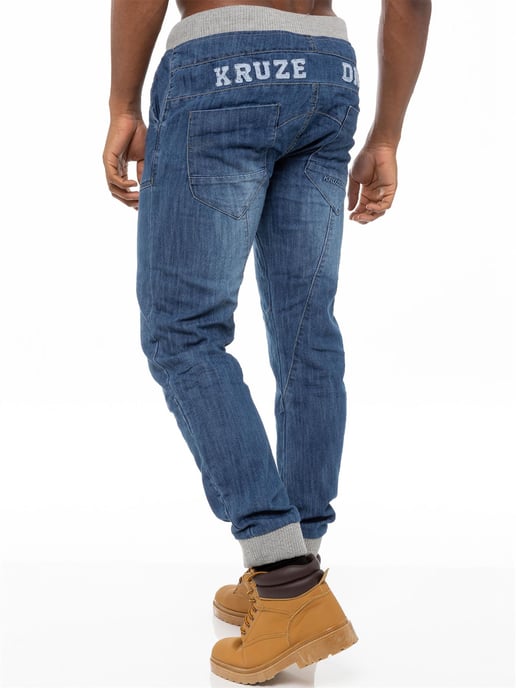 Kruze | Mens Cuffed Jeans - Blue