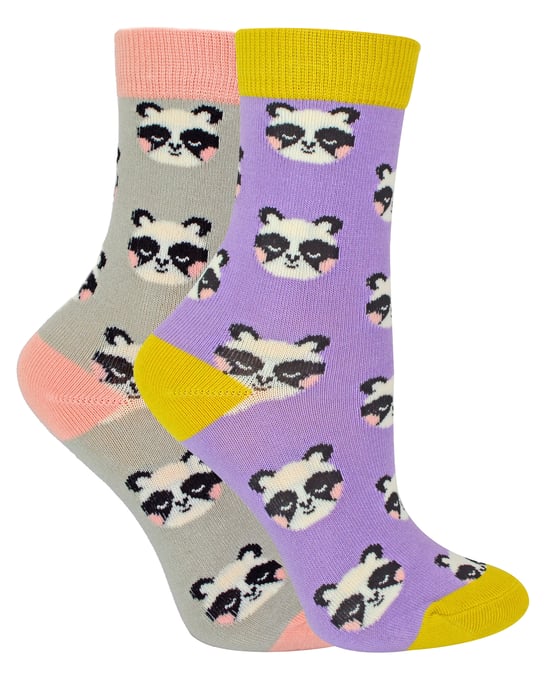 Miss Sparrow - 2 Pack Girls Bamboo Animal Patterned Socks - Panda - Image 1