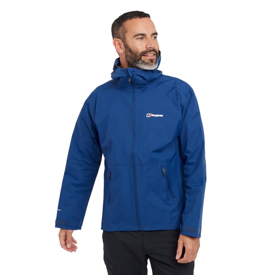 Berghaus Men's Stormcloud Waterproof Jacket with Adjustable Hood and Drawcord Hem, Breathable, Lightweight & Durable Technical Raincoat, Blue