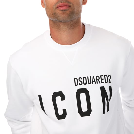 Dsquared2 Witte Sweatshirt Met Groot Logo En Cool Zwart Icoon - Image 3