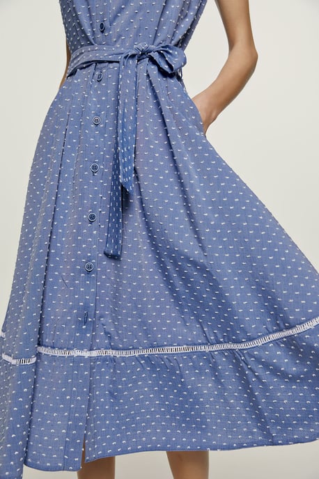 Indigo knoopdetails jurk - Image 4