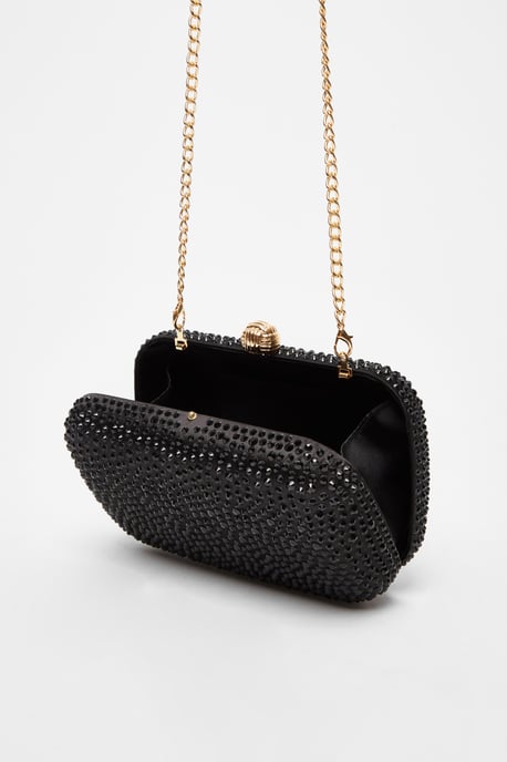 Black Embellished Box Bag