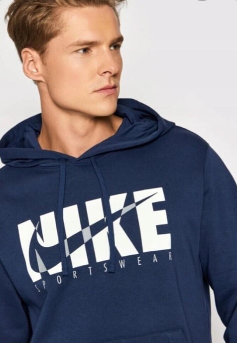 Nike Mens Sportswear Fleece Hoodie in Navy - Image 3