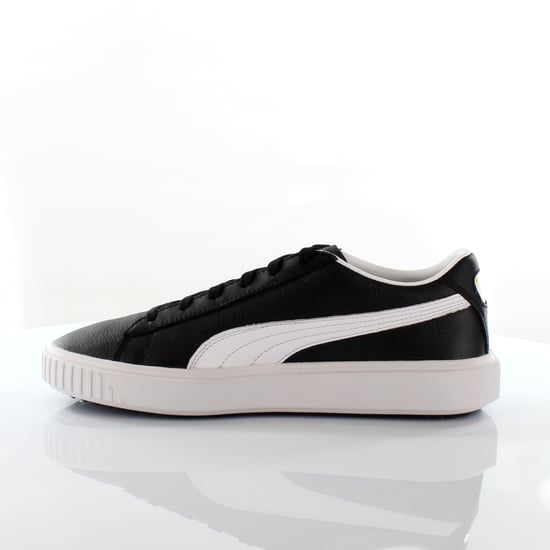 Puma Breaker Leather Low Top Mens Lace Up Trainers Black 366078 01