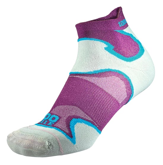 1000 Mile - Ladies Double Layer Fusion Ankle Running Padded Socks - Purple / Kingfisher - Image 1