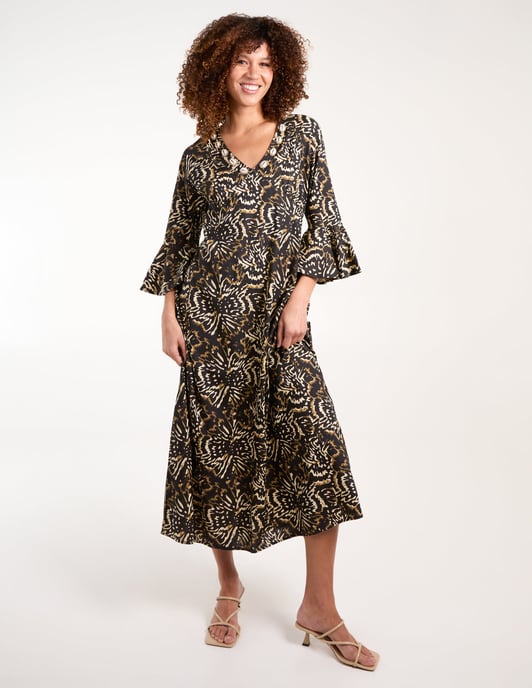 V Neck Shell Midi Dress