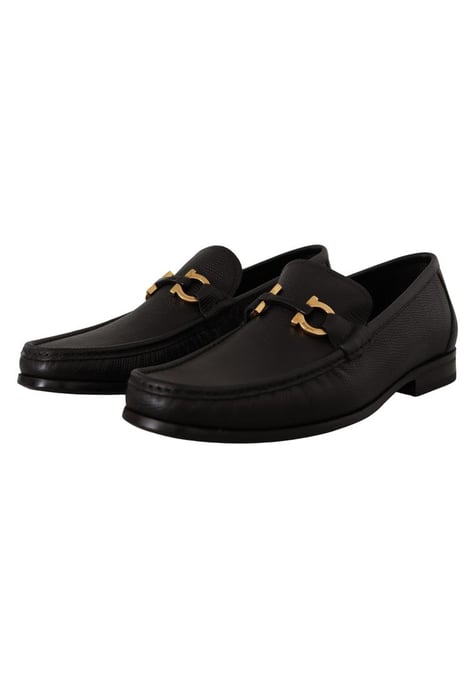Salvatore Ferragamo Men's Black Calf Leather Moccasins Loafers Shoes