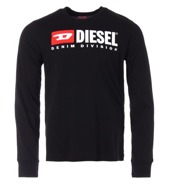 Diesel Denim Division Logo T-shirt Met Lange Mouwen, Zwart - Image 1