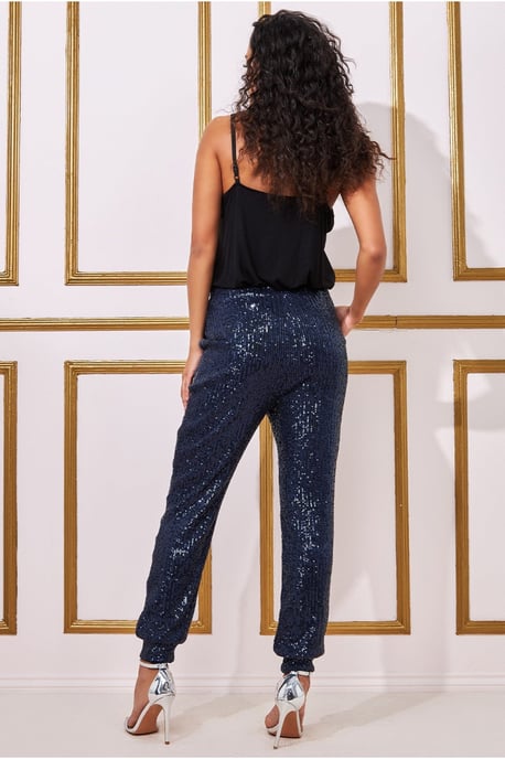 Sequin Cuffed Ankle Trouser