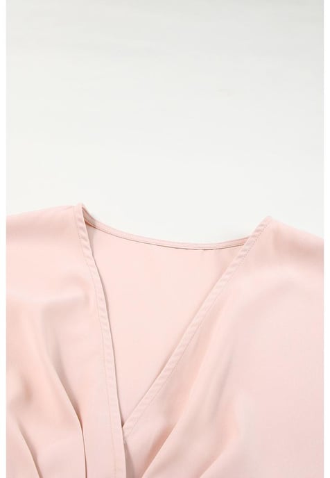 Women's Deep V Neck Buttoned High Waist Romper in Pink - Image 5