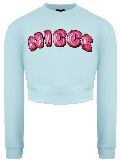Nicce Long Sleeve  Light Blue Womens Caddel Cropped Sweatshirt 211 2 03 01 0315